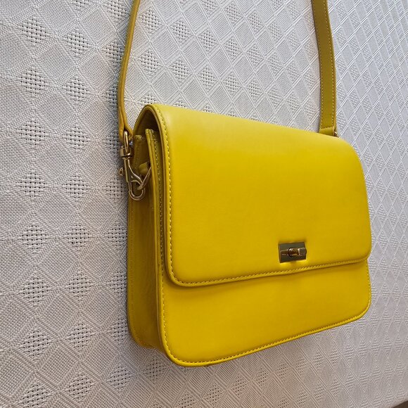 J.Crew Yellow Leather Shoulder Bag – Fall 2013 Collection, Gold Turn-Lock - Picture 2 of 8
